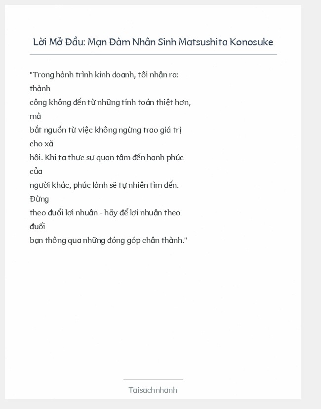 Trích đoạn Mạn Đàm Nhân Sinh Matsushita Konosuke