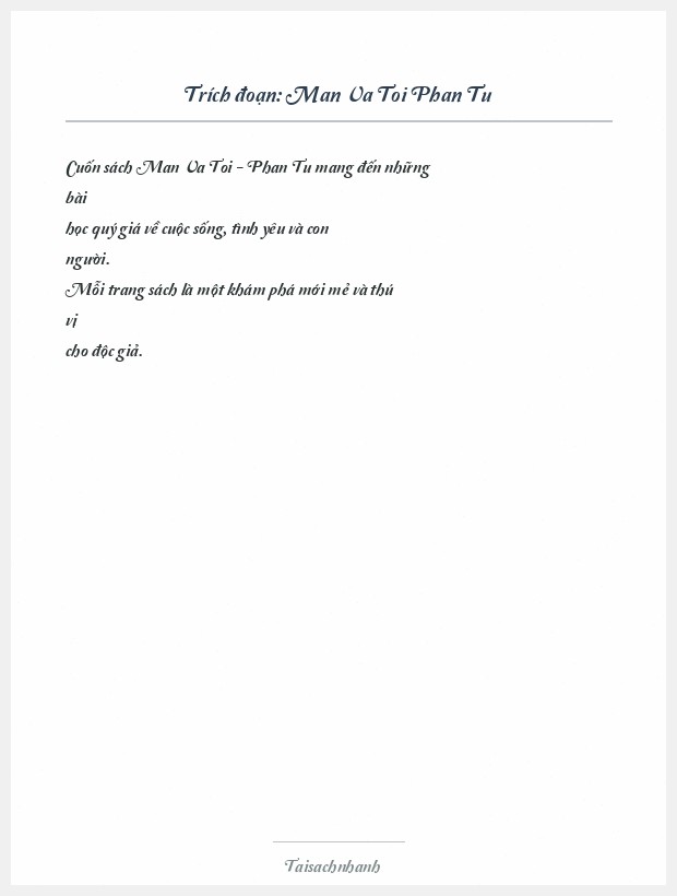 Trích đoạn Man Va Toi Phan Tu