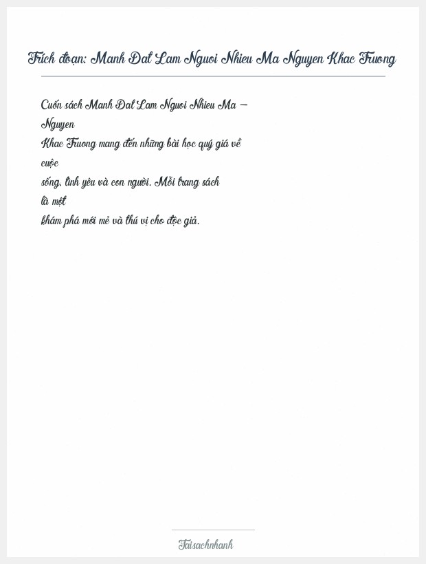 Trích đoạn Manh Dat Lam Nguoi Nhieu Ma Nguyen Khac Truong