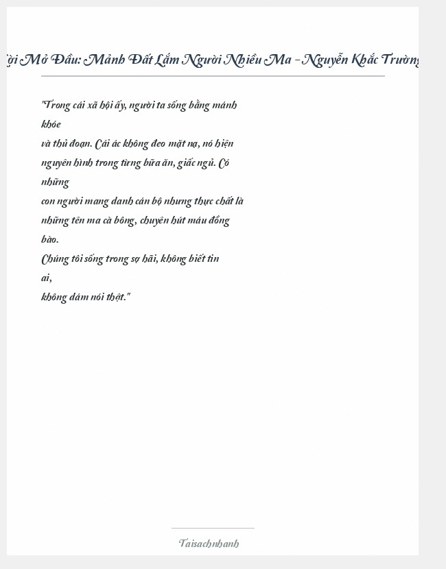 Trích đoạn Mảnh Đất Lắm Người Nhiều Ma - Nguyễn Khắc Trường