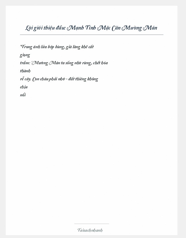 Trích đoạn Mạnh Tính Mặc Căn Mường Mán