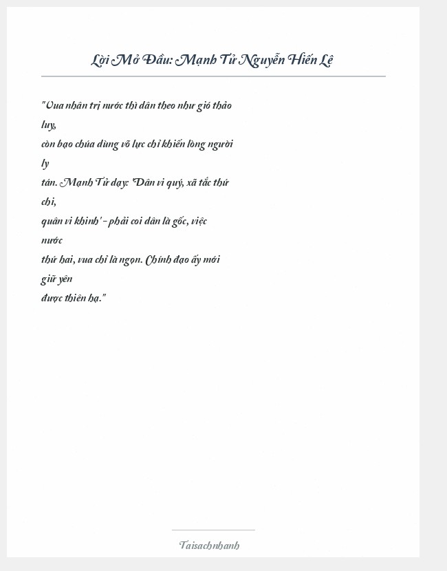 Trích đoạn Mạnh Tử Nguyễn Hiến Lê