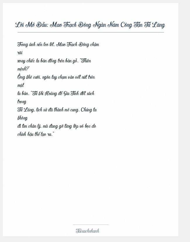 Trích đoạn Mao Trạch Đông Ngàn Năm Công Tận Tử Lăng