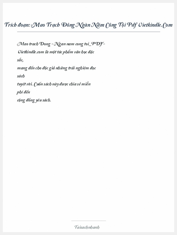 Trích đoạn Mao Trạch Đông Ngàn Năm Công Tội Pdf Vietkindle.Com