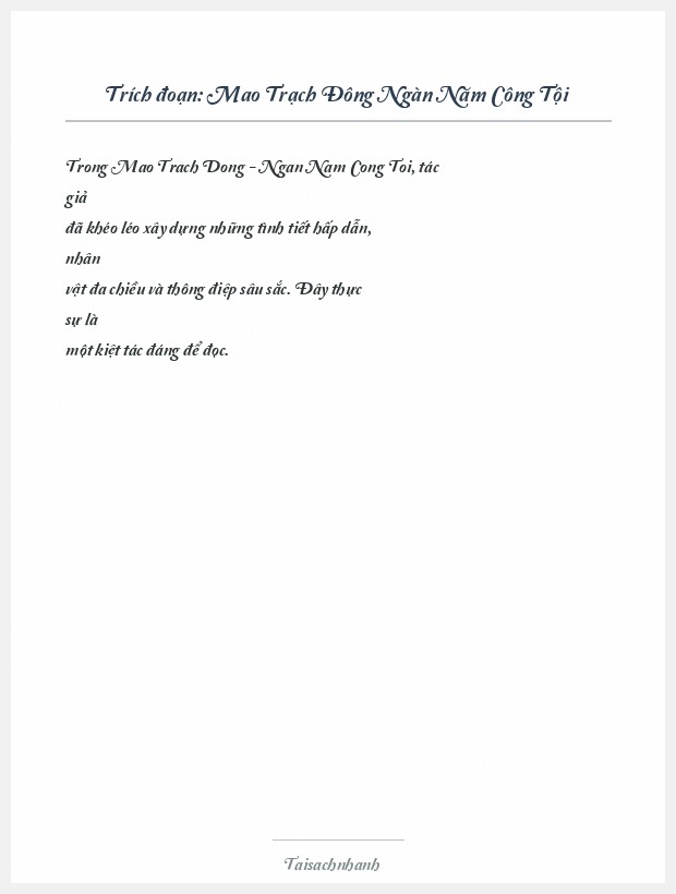 Trích đoạn Mao Trạch Đông Ngàn Năm Công Tội