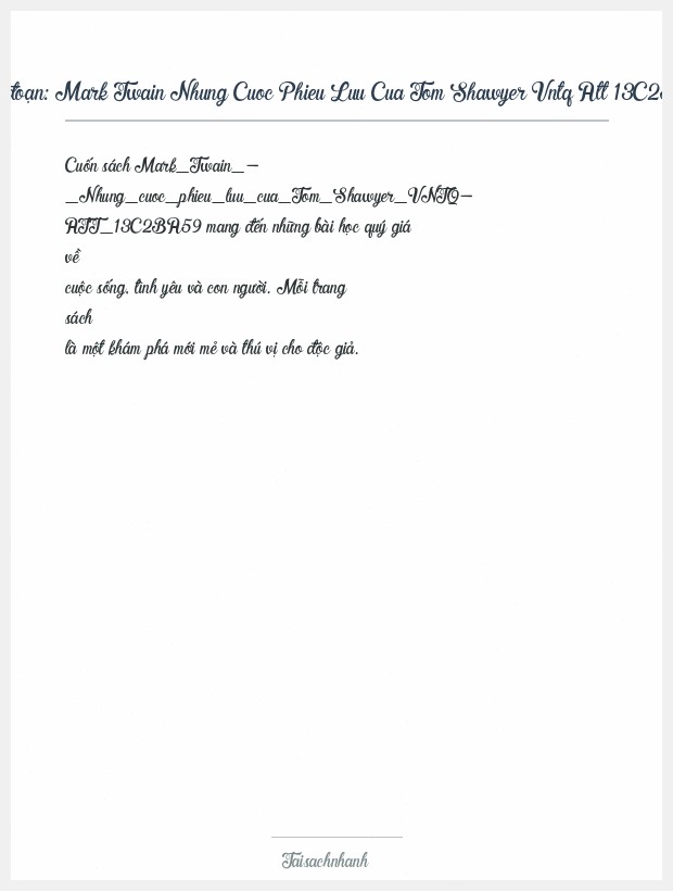 Trích đoạn Mark Twain Nhung Cuoc Phieu Luu Cua Tom Shawyer Vntq Att 13C2Ba59