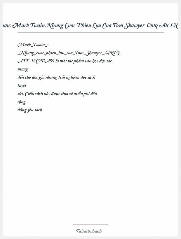 Trích đoạn Mark Twain Nhung Cuoc Phieu Luu Cua Tom Shawyer Vntq Att 13C2Ba59