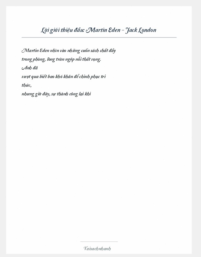 Trích đoạn Martin Eden - Jack London