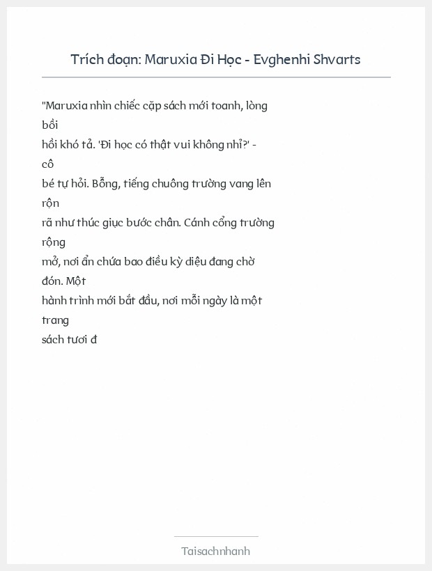 Trích đoạn Maruxia Đi Học - Evghenhi Shvarts