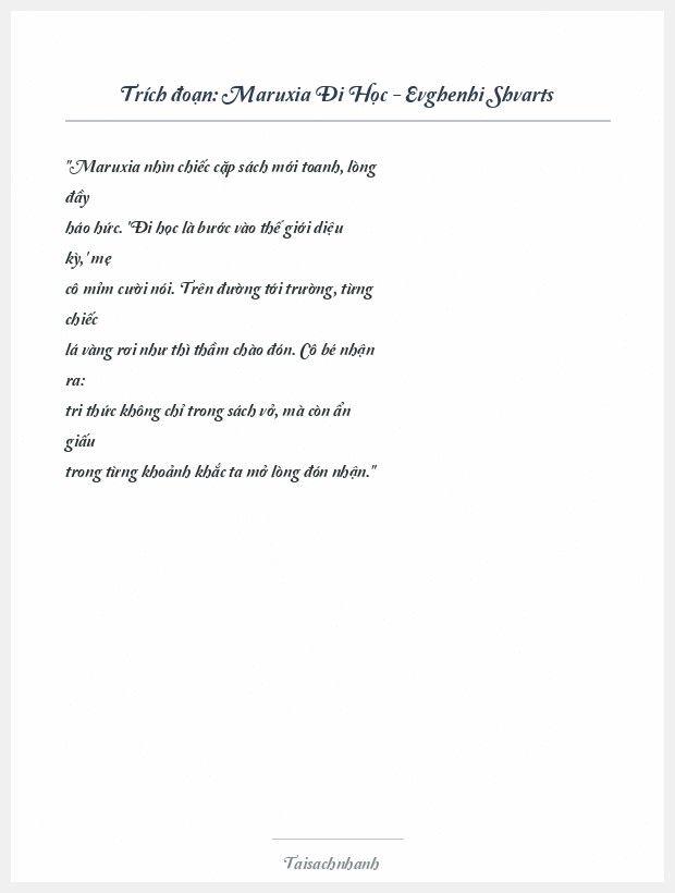 Trích đoạn Maruxia Đi Học - Evghenhi Shvarts
