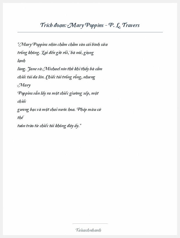 Trích đoạn Mary Poppins - P. L. Travers