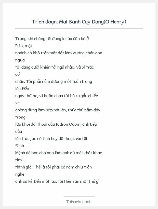 Trích đoạn Mat Banh Cay Dang(O Henry)