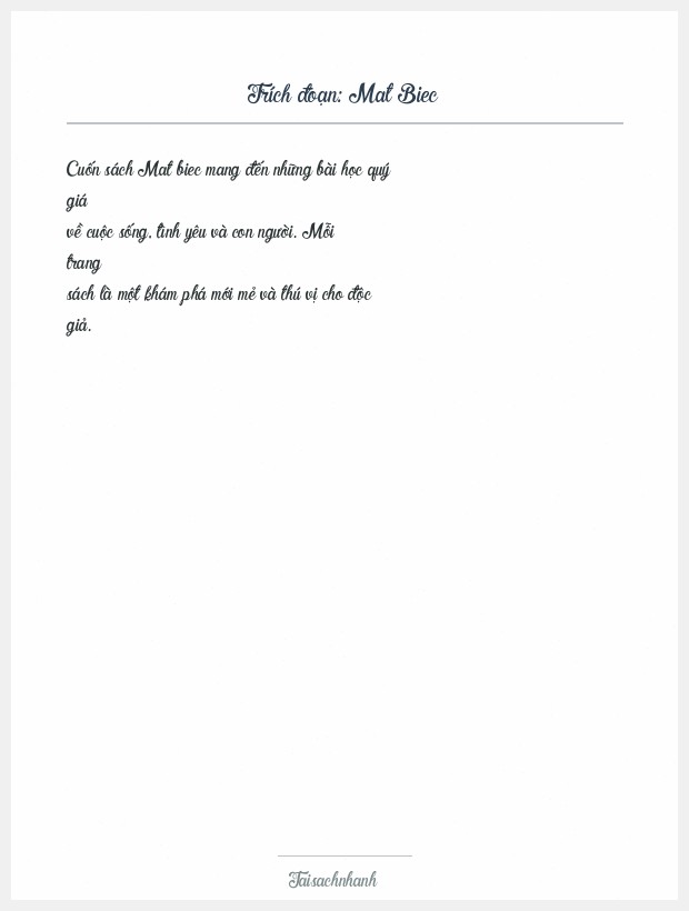 Trích đoạn Mat Biec