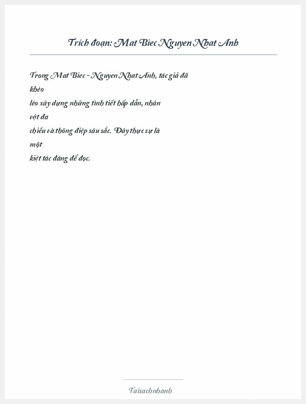 Trích đoạn Mat Biec Nguyen Nhat Anh