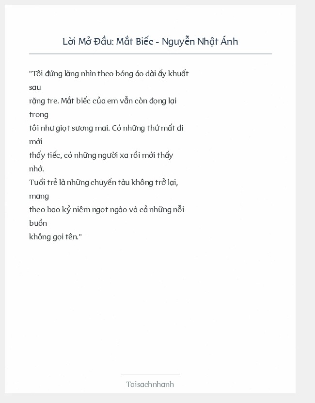 Trích đoạn Mắt Biếc - Nguyễn Nhật Ánh