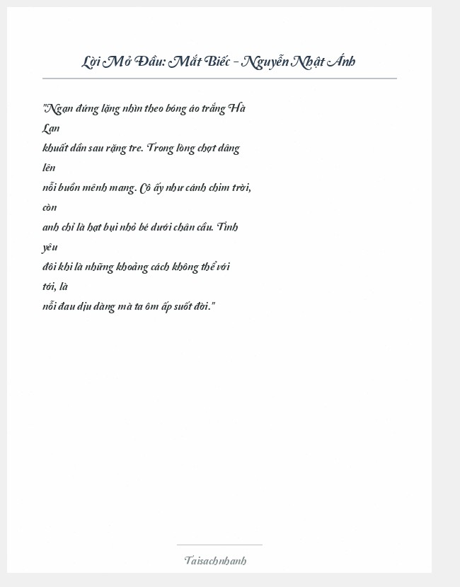 Trích đoạn Mắt Biếc - Nguyễn Nhật Ánh