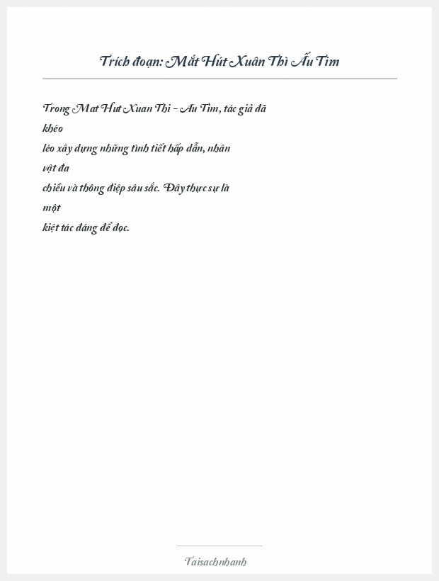 Trích đoạn Mắt Hút Xuân Thì Ấu Tim