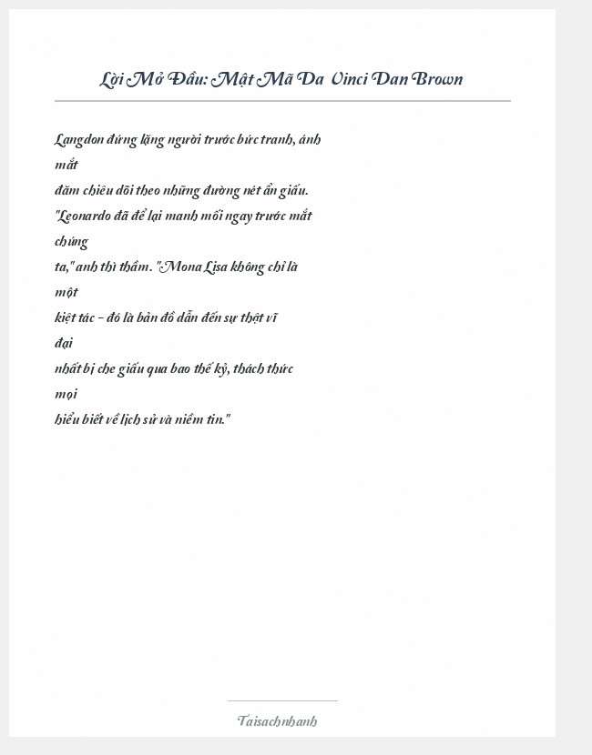 Trích đoạn Mật Mã Da Vinci Dan Brown