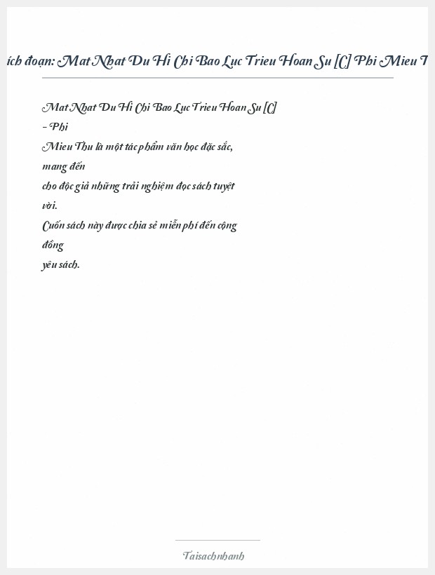 Trích đoạn Mat Nhat Du Hi Chi Bao Luc Trieu Hoan Su [C] Phi Mieu Thu