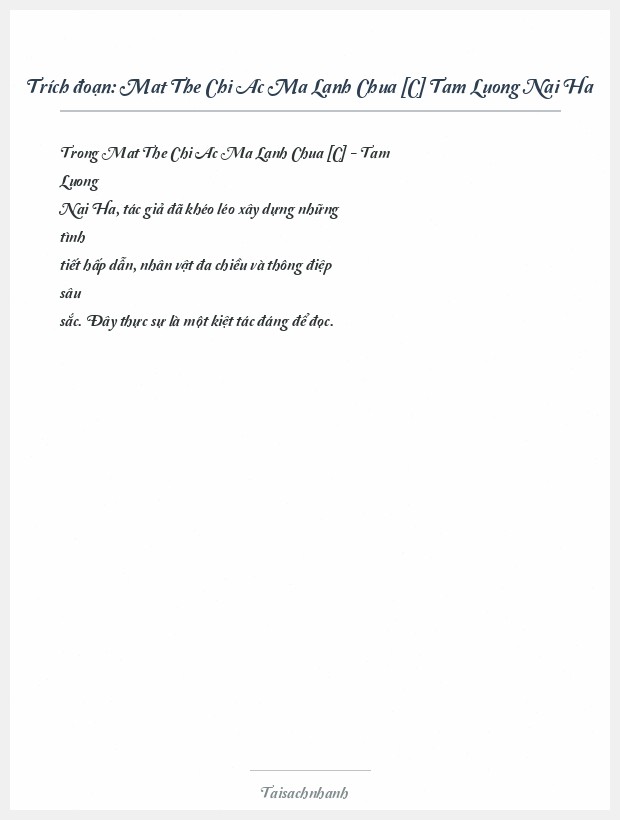 Trích đoạn Mat The Chi Ac Ma Lanh Chua [C] Tam Luong Nai Ha