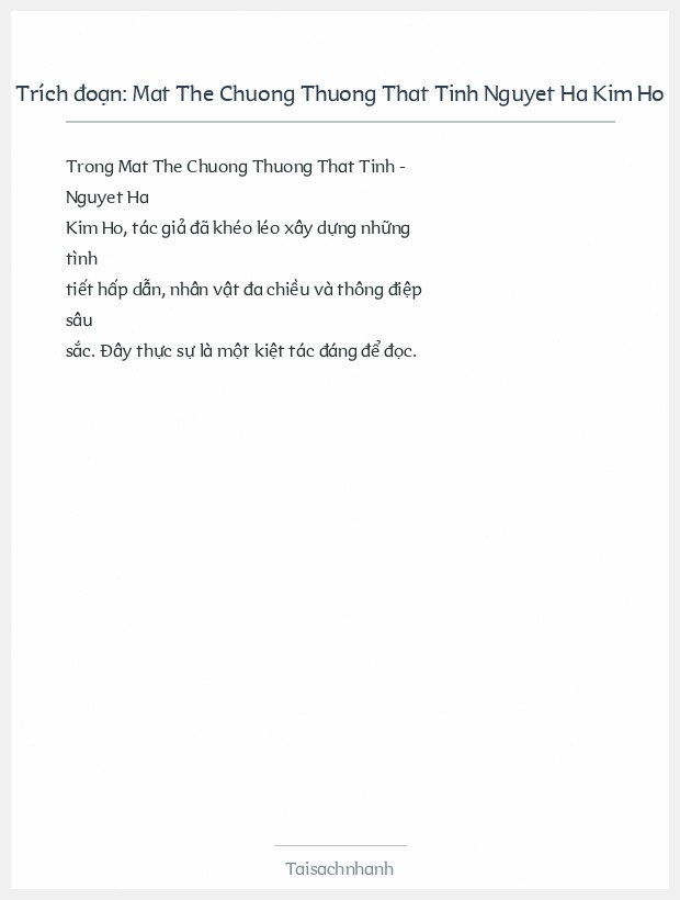 Trích đoạn Mat The Chuong Thuong That Tinh Nguyet Ha Kim Ho