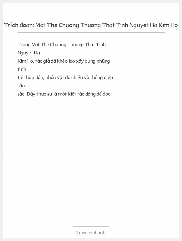Trích đoạn Mat The Chuong Thuong That Tinh Nguyet Ha Kim Ho