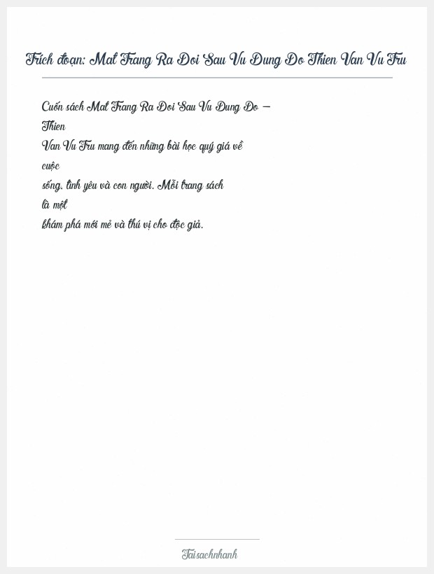 Trích đoạn Mat Trang Ra Doi Sau Vu Dung Do Thien Van Vu Tru