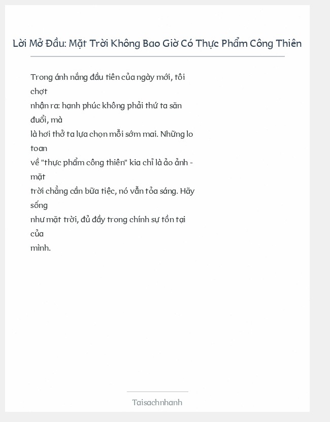 Trích đoạn Mặt Trời Không Bao Giờ Có Thực Phẩm Công Thiên