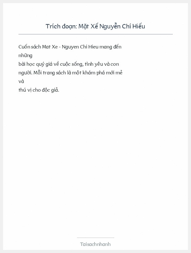 Trích đoạn Mặt Xế Nguyễn Chí Hiếu