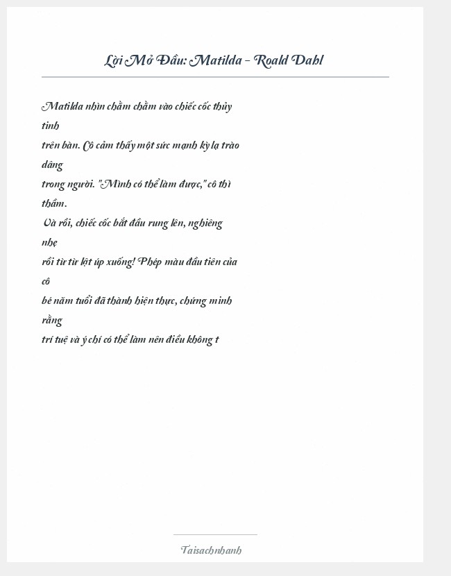 Trích đoạn Matilda - Roald Dahl