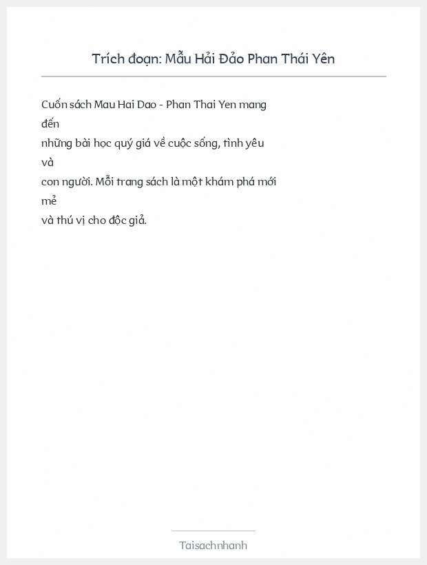 Trích đoạn Mẫu Hải Đảo Phan Thái Yên