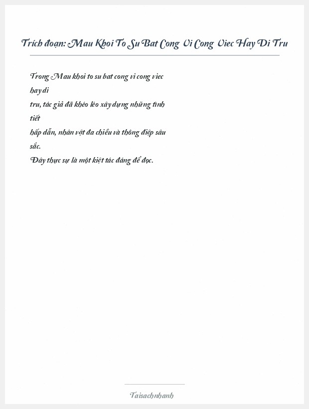 Trích đoạn Mau Khoi To Su Bat Cong Vi Cong Viec Hay Di Tru
