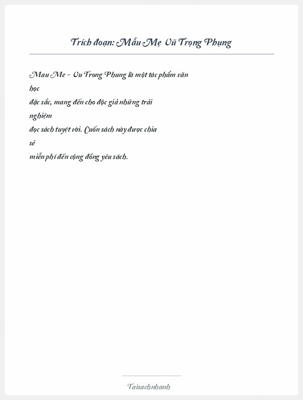 Trích đoạn Mẫu Mẹ Vũ Trọng Phụng