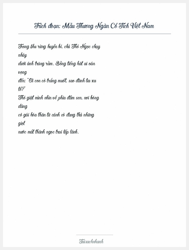 Trích đoạn Mẫu Thương Ngàn Cổ Tích Việt Nam