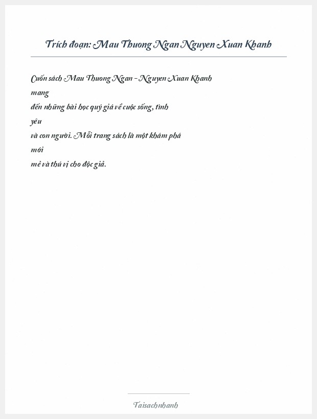 Trích đoạn Mau Thuong Ngan Nguyen Xuan Khanh