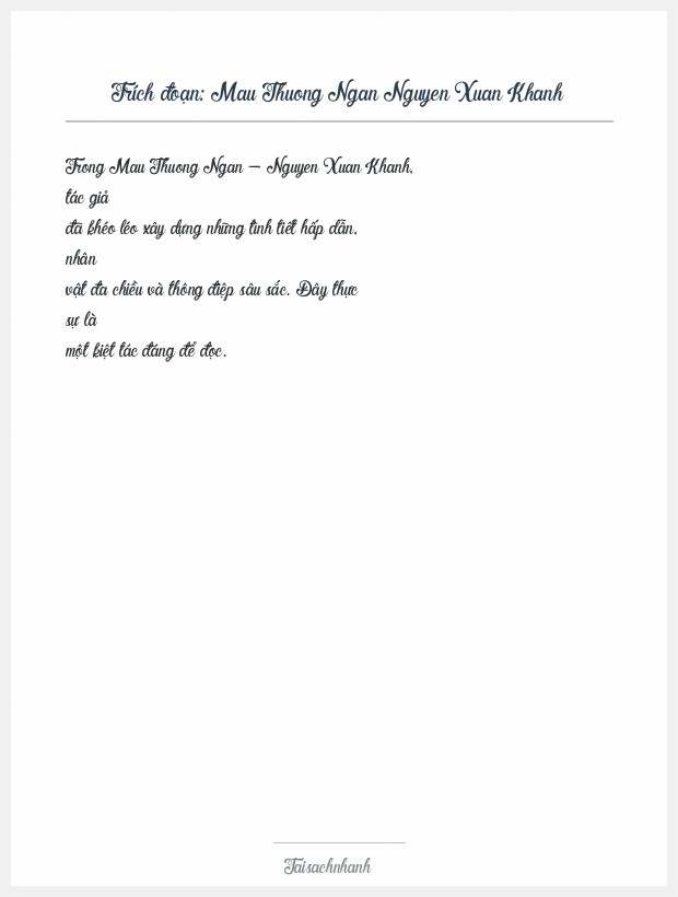 Trích đoạn Mau Thuong Ngan Nguyen Xuan Khanh