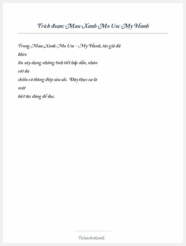 Trích đoạn Mau Xanh Mo Uoc My Hanh