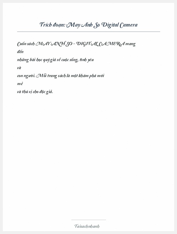 Trích đoạn May Anh So Digital Camera