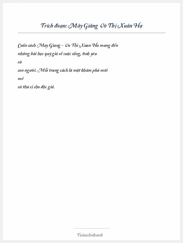 Trích đoạn Mây Giăng Vờ Thị Xuân Hạ