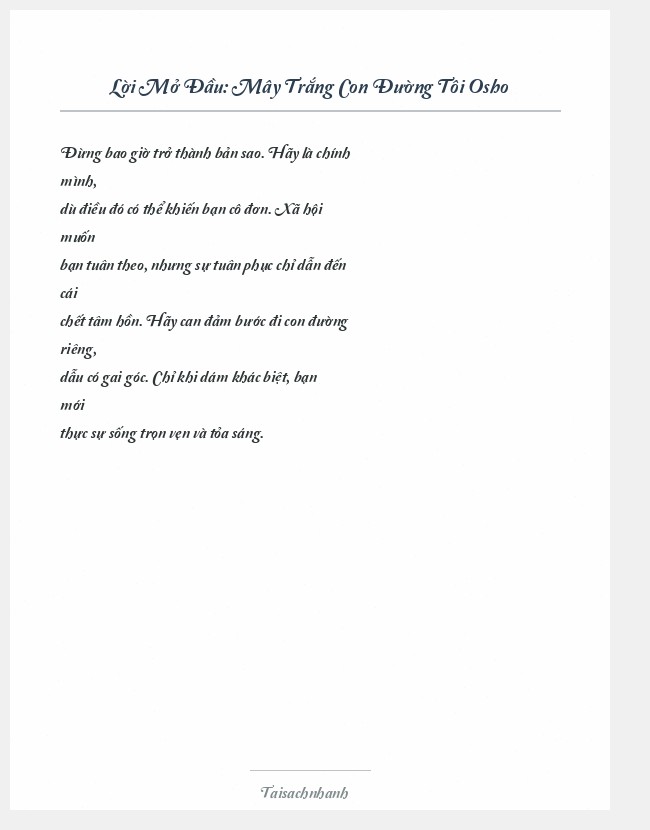 Trích đoạn Mây Trắng Con Đường Tôi Osho