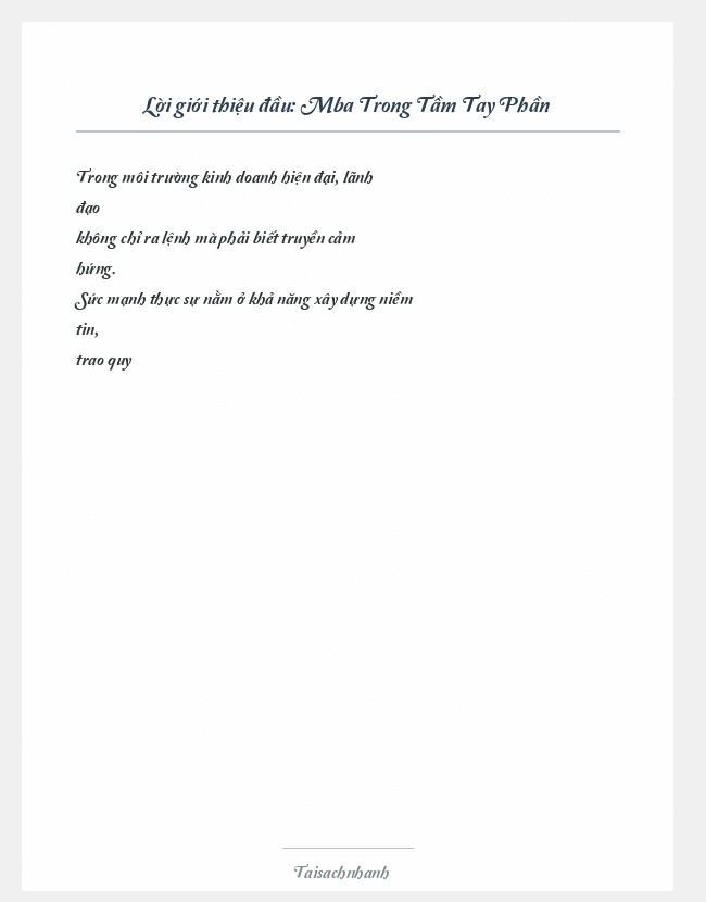 Trích đoạn Mba Trong Tầm Tay Phần