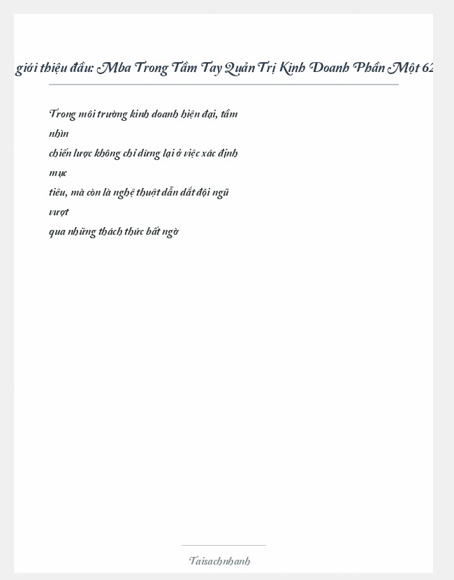 Trích đoạn Mba Trong Tầm Tay Quản Trị Kinh Doanh Phần Một 6216