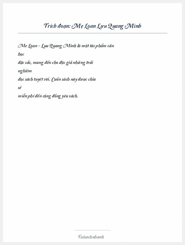 Trích đoạn Mẹ Loan Lưu Quang Minh