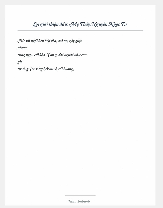 Trích đoạn Mẹ Thầy Nguyễn Ngọc Tư