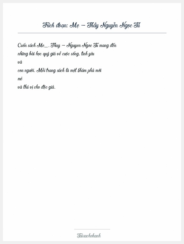 Trích đoạn Mẹ - Thầy Nguyễn Ngọc Tú