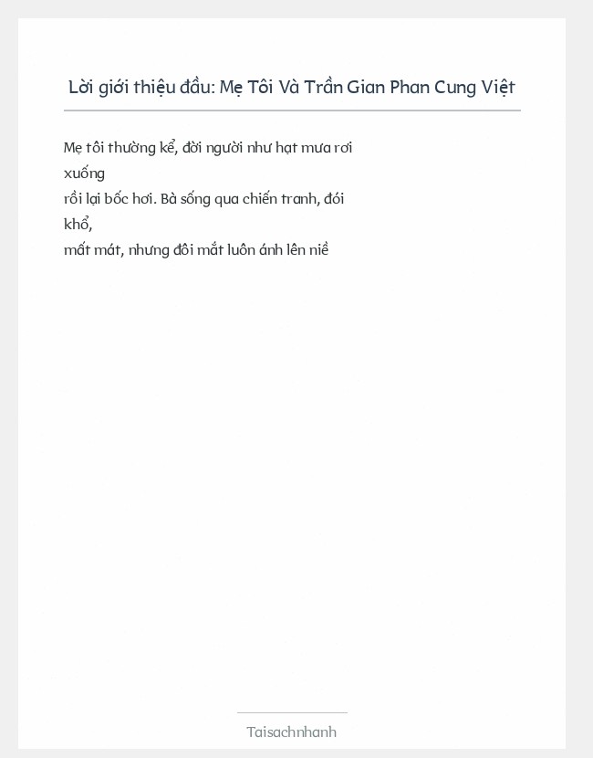 Trích đoạn Mẹ Tôi Và Trần Gian Phan Cung Việt