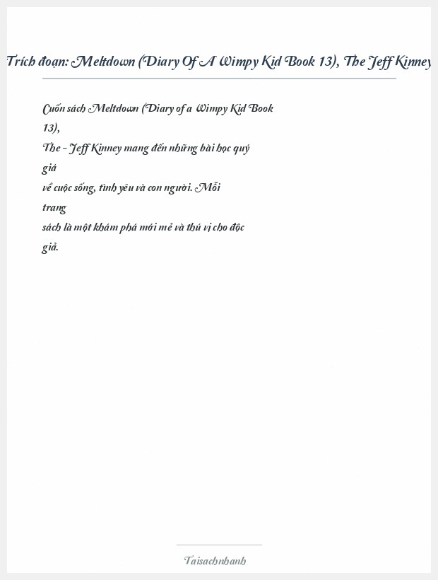 Trích đoạn Meltdown (Diary Of A Wimpy Kid Book 13), The Jeff Kinney