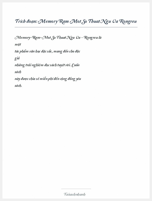 Trích đoạn Memory Ram Mot So Thuat Ngu Va Rongreu