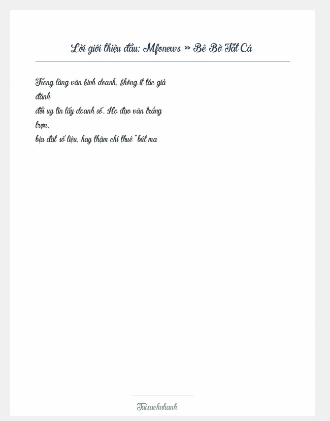 Trích đoạn Mfonews » Bê Bờ Tát Cá