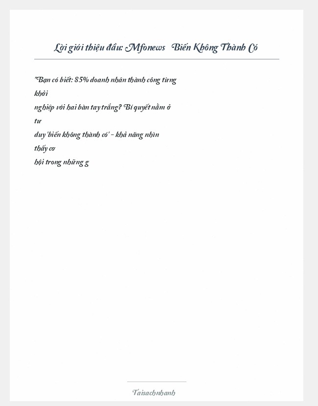 Trích đoạn Mfonews » Biến Không Thành Có